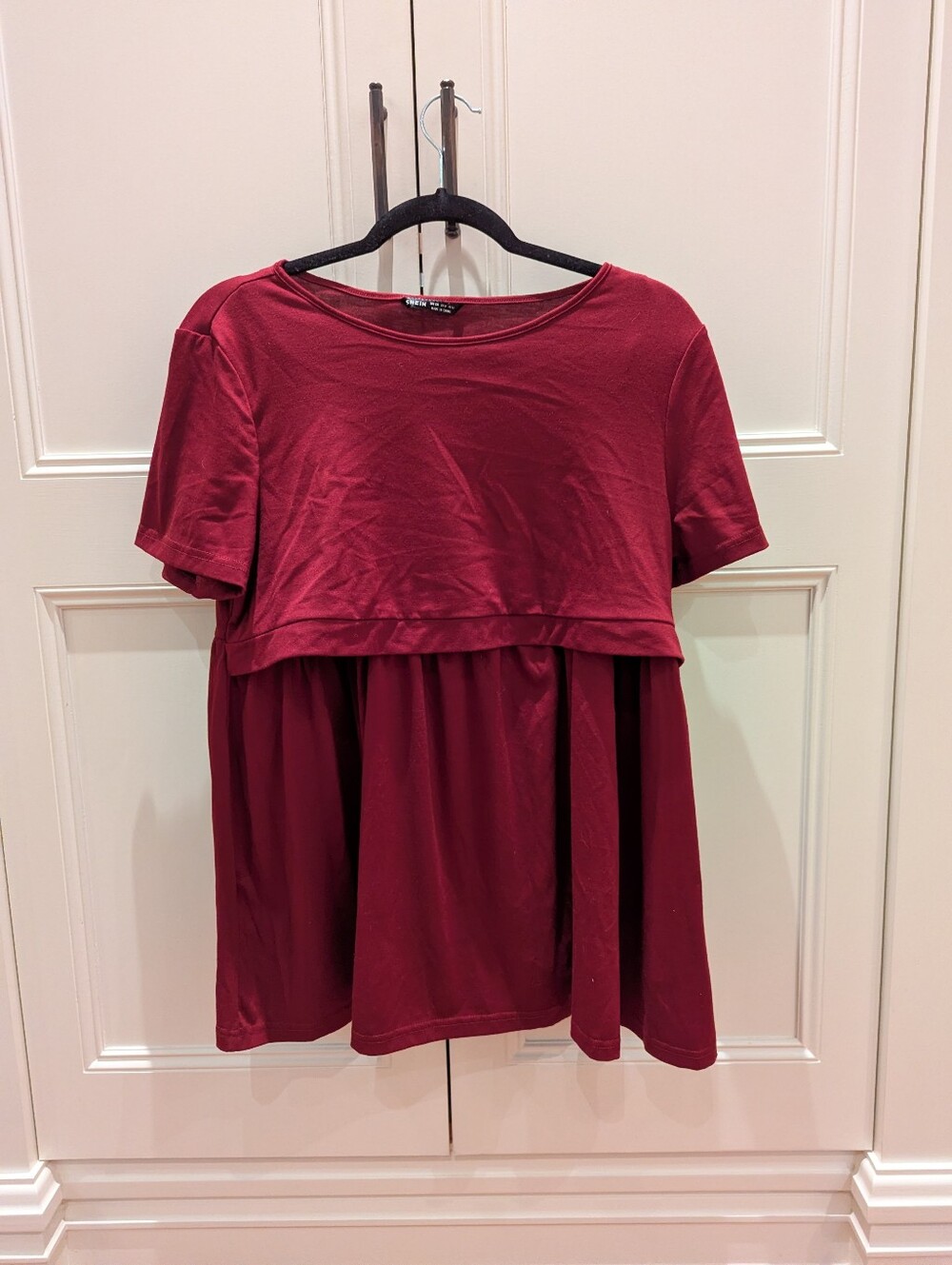 Nursing Short Sleeve Top Dark Red